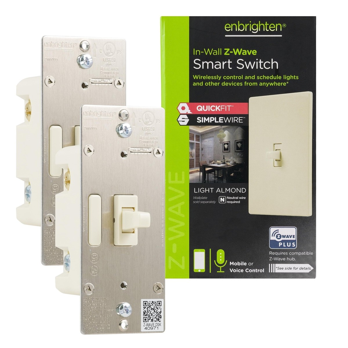 Enbrighten Almond Z-Wave Plus Smart Light Switch with