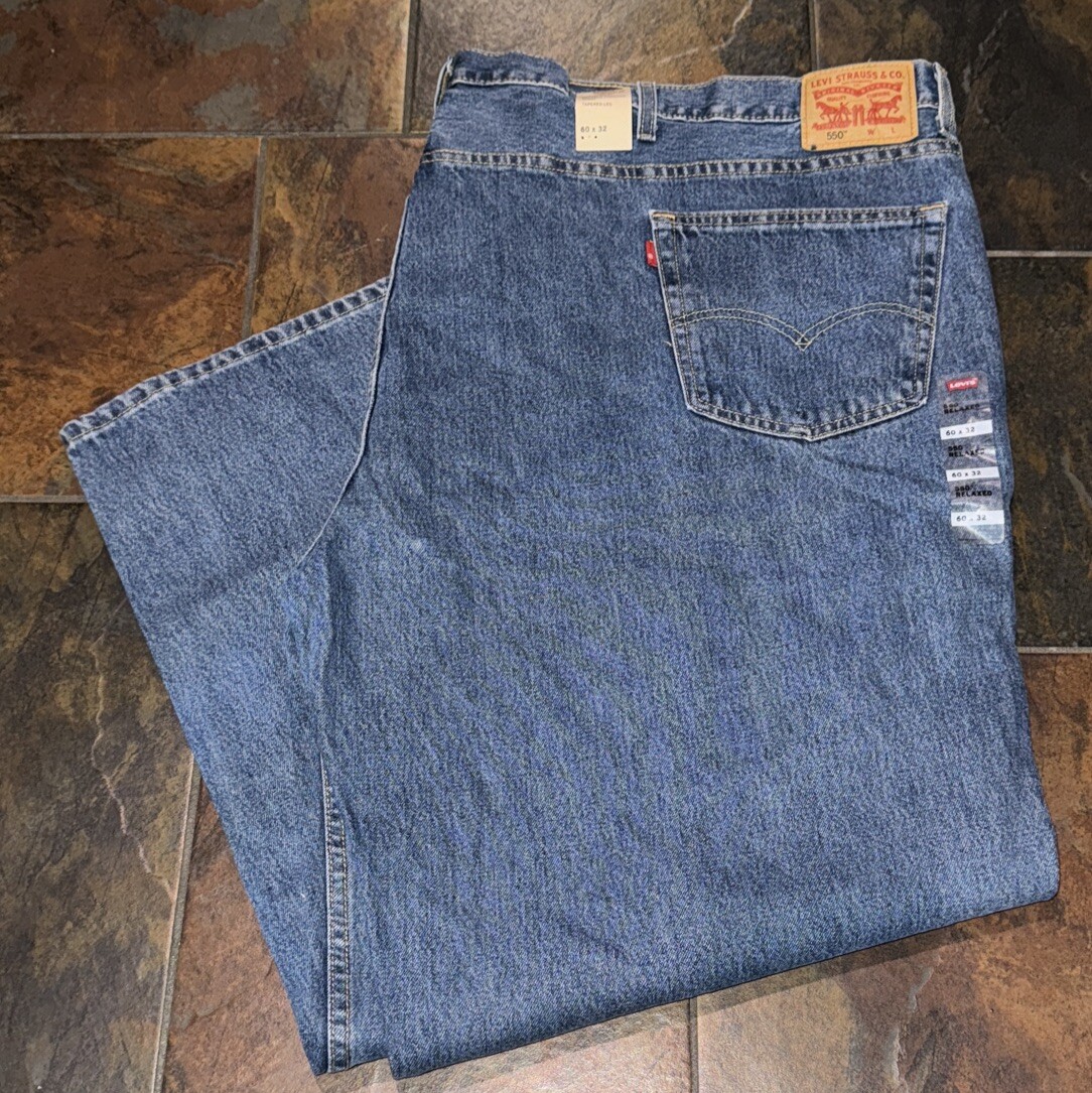 Levi's 550 super big size jeans 60×32 Levi's 550 Men's Relaxed Fit Blue Denim Jeans Size 60x32 NWT