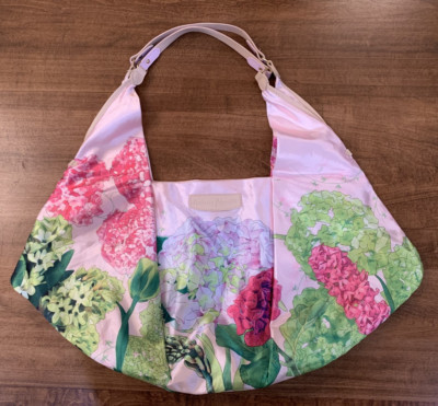Antonio Maretti Letual Large Satin Shoulder Bag Pink & Green PLUS Scarf