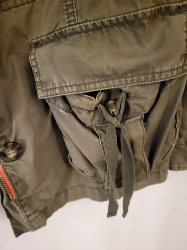 Old Navy Jacket L Green Military Safari Utility Pockets Button Zip Front Grunge - Picture 20 of 20