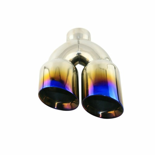 2 PIEZAS puntas de escape OD universales de 2,5"" entrada 3,5"" extremo punta de silenciador doble azul quemado - Imagen 4 de 7