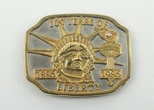Vintage 100 Years Statue Of Liberty 1886 - 1986 Patriotic Belt Buckle
