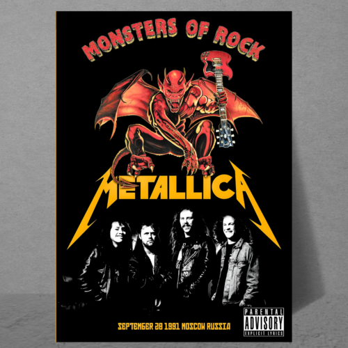 Monsters of Rock Metallica Vintage Concert Poster - Rare Collectible Memorabilia - Picture 1 of 2