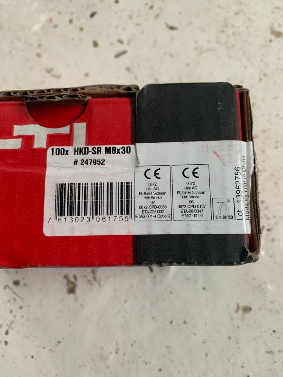 Box of 64 x Hilti Flush Anchors HKD-SR M8x30 #247952 (64 IN Box of 64 x Hilti Flush Anchors HKD-SR M8x30 #247952 (64 IN