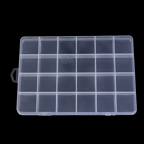 24 Compartments Plastic Box Case Jewelry Bead Storage Container Craft Organi^ZW