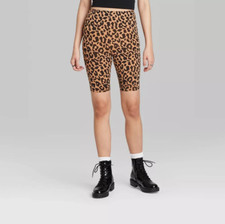 Women's High Rise Bike Shorts - Wild Fable - Leopard Print Small