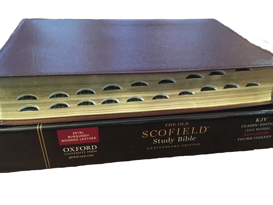 Leather KJV Old Scofield Study Bible 1917 notes Red letter Thumb-Indexed - Image 3 of 4