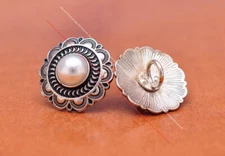 10X Silver Flower Grey Pearl Leathercraft Clothes Shank Sewing Button Closure 1"