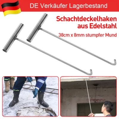 MARKENLOS Haken Für Kanaldeckel 1-2X Edelstahl Kanalhaken Schachthaken Kanaldeckelheber DE