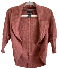 Cynthia Rowley Sweater Cardigan Medium Maroon Nylon Angora Wool Blend Neutral