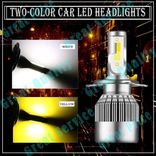 2X H4 LED Headlight 110W Dual Color Fog Light Bulb White&Yellow 3000K&6000K Lamp - Picture 5 of 12
