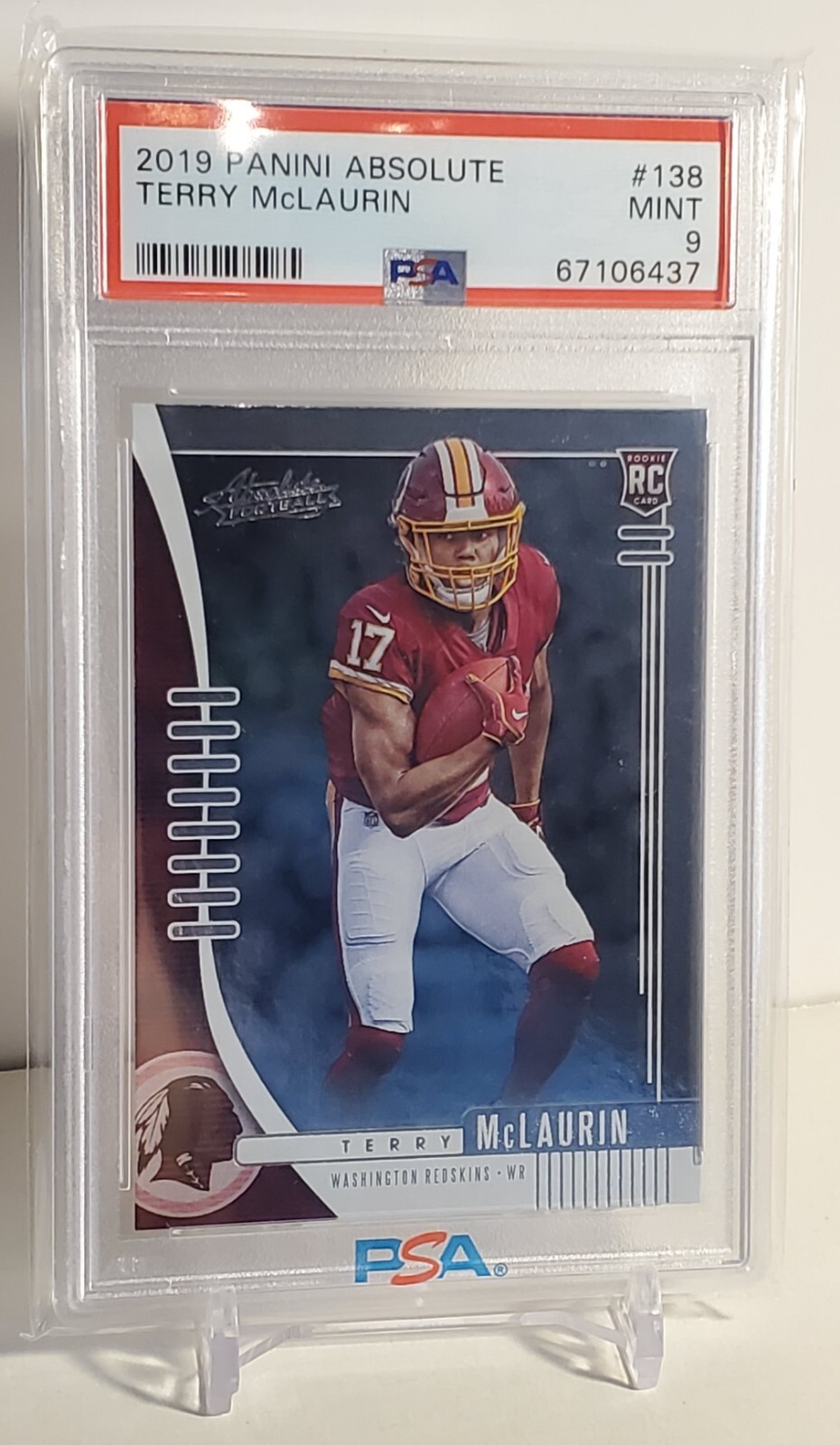 Terry McLaurin 2019 Panini Absolute Football #138 PSA 9 MINT Rookie RC