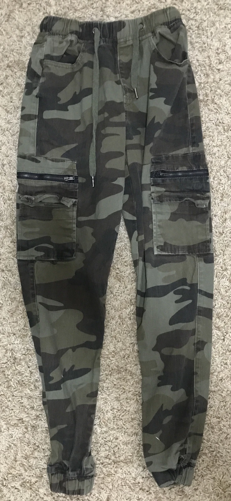 Rue 21 Jogger Supreme Flex Pants Leggings Camo Stretch Size 26/30 Elastic Waist