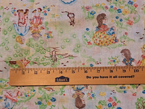 1 3/4 yd x 36" Sewing Quilting Fabric Vintage MCM Children Cats Nature - Picture 3 of 3