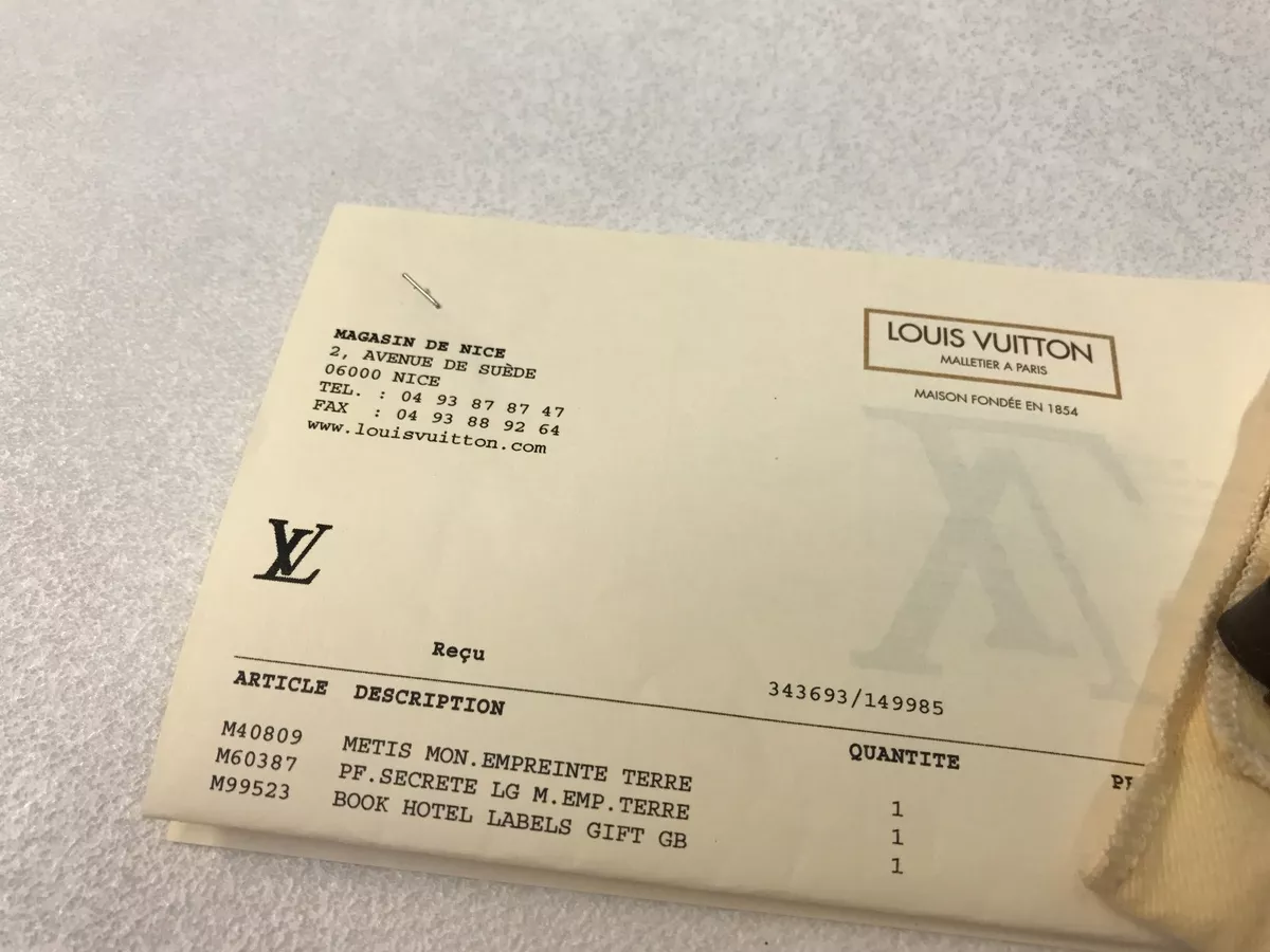 Louis Vuitton Receipt Image