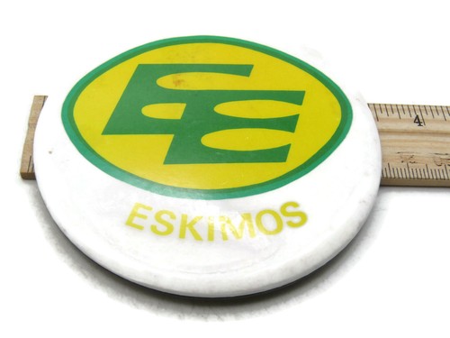 Eskimos Lettered Logo Button Green Yellow & White - Picture 5 of 5