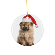 Keeshonden Puppy - Ceramic Christmas Ornament - Printed in USA
