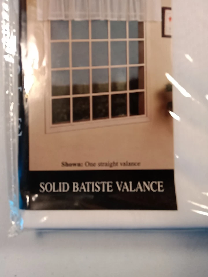 Curtains of Character by United solid batiste White Valance 54”w x 16”L  New  - Image 3 of 4