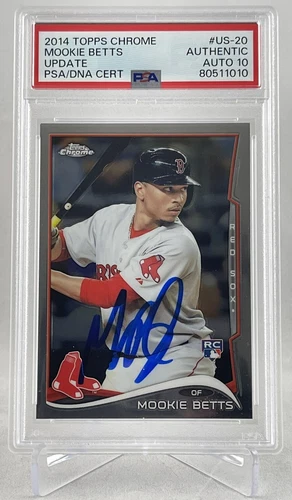 MOOKIE BETTS SIGNED 2014 TOPPS CHROME UPDATE US-26 RC ROOKIE PSA/DNA 10 AUTO