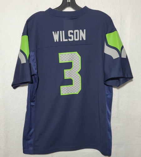 Russell Wilson #3 Seattle Seahawks NFL Navy Game Jersey Youth's (18/20) - Picture 9 of 12