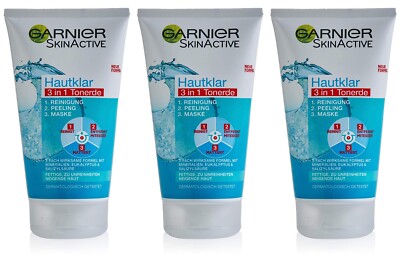   Garnier Hautklar 3in1 Reinigung Peeling Maske Gesichtsreinigung  3x 150 ml  