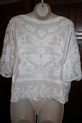 Gimmicks BKE white lace embroidered top L romantic boho resort beachy blouse - Picture 4 of 6