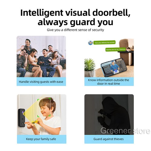 Wireless 2.4G WiFi Video Doorbell Camera with Chime Ringer PIR Human Detect - Picture 11 of 11
