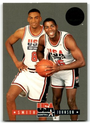 1993-94 SKYBOX USA TIP-OFF STEVE SMITH/MAGIC JOHNSON USA #1