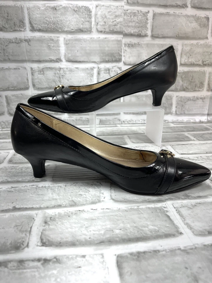Joan and David CJMYLA Women's 9 Black Patent Leather Kitten Heel Dress Pumps - Image 2 of 4