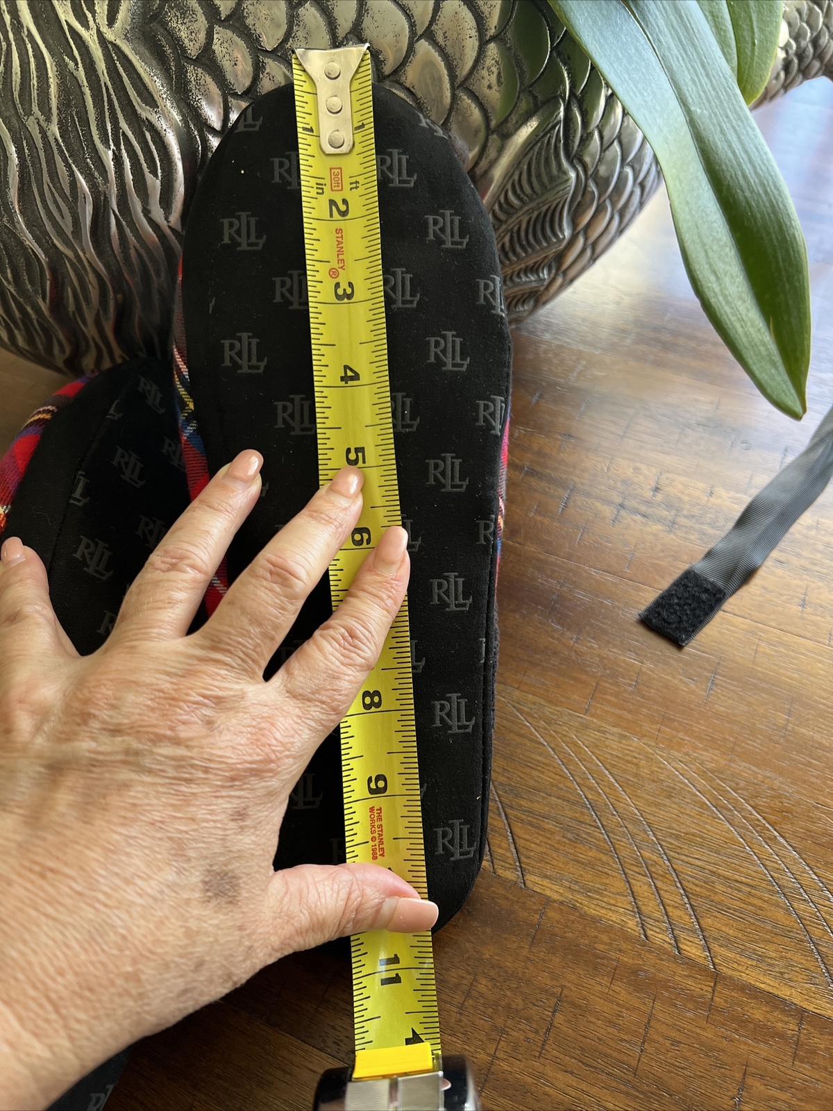 PANTOFOLA D’ORO Lauren Ralph Lauren Ciabatte Donna Ricamate Logo Oro Taglia M