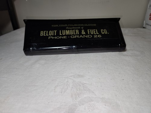 Caja de almacenamiento vintage "Para tus paños de pulido" Beloit Lumber & Fuel Co. WI - Imagen 2 de 7