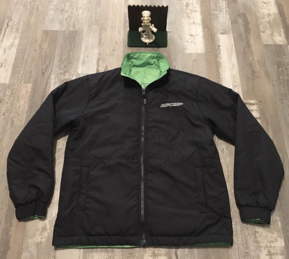 Ripndip Mens Full Reversible Puffer Jacket Medium Black Green 