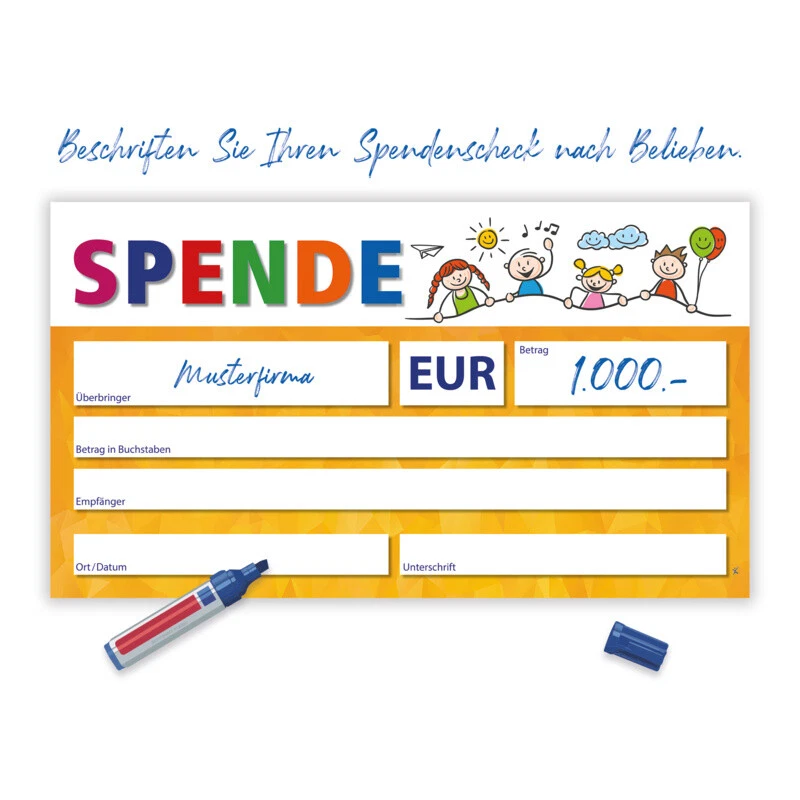 LITFAX Individueller "Pippi" Spendenscheck Übergabescheck PR-Scheck - selbst gestalten