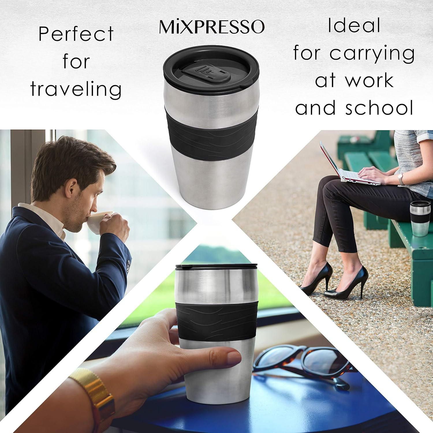 2-in-1 Grind & Brew Coffee Maker with Travel Mug & Auto Shut Off, Black