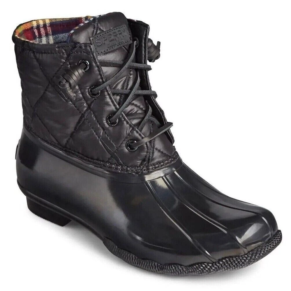 Sperry Top Sider Saltwater Nylon Quilted Duck Boots Women Size 7.5