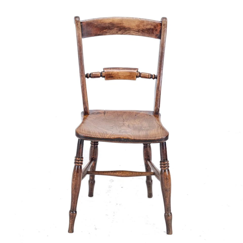 Late 19th Century Elm Ash Beech Windsor Farmhouse Country Kitchen Dining Chair - Image 2 of 4