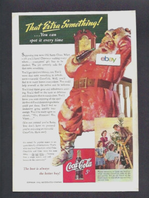 COCA COLA CO 1942 THAT EXTRA SOMETHING YOU SPOT EVERY TIME SANTA CHRISTMAS AD