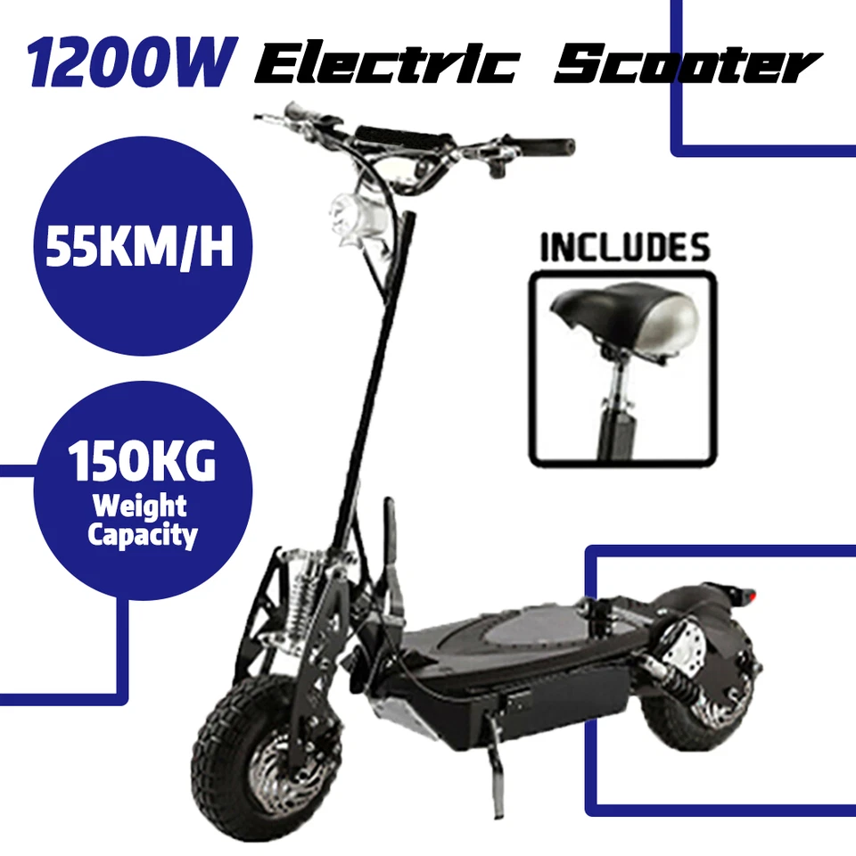 2000W 70km/h Electric Scooter With Seat Adult Off Road E Scooter 10" Big Wheel