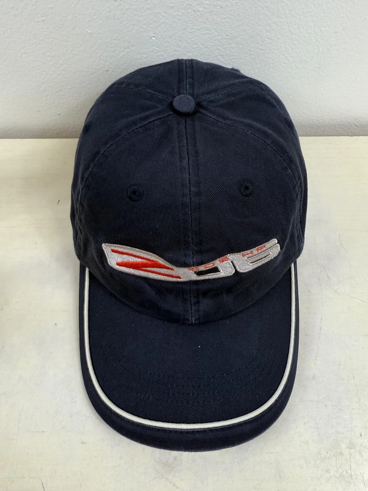 Vintage Corvette Hat Z06 505 HP Cap Strap Back Navy Blue Sports Car Racing Chevy - Image 3 of 4