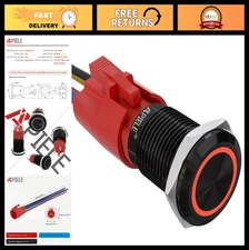 10A 16mm Latching Push Button Switch 12V LED Waterproof Round Self-Locking 1NO