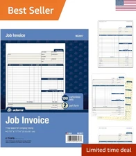 100 Durable Carbonless Job Invoice Forms, 8-1/2 x 11 Size for Easy Billing