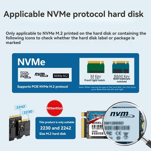 M.2 NVME Boîtier SSD avec Écran D'Affichage USB 3.2 Gen2 Type-C 10 G5364 - Afbeelding 3 van 10