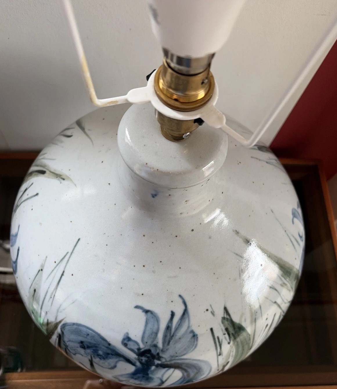 HUGE COLIN KELLAM Studio Pottery Extra Lge Rare Stoneware IRIS Table Lamp Devon