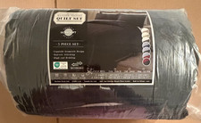 ALL SEASON MAJESTIC PATTERN QUILT SET - ULTRA SOFT - 3 PC - QUEEN - BLACK - NEW
