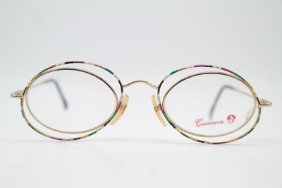 Vintage Brille Casanova LC-16 Gold Mehrfarbig Oval Brillengestell eyeglasses