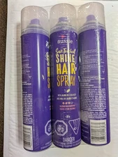 3 Aussie Sun Touched Shine Hair Spray Jojoba Oil & Sea Kelp Maximum Hold 10 Oz.