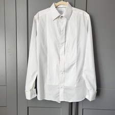 New Eton Slim Fit Tuxedo Shirt White Pleated Bib French Cuff Mens 16.5 42 Cotton