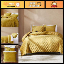 Cozy Velvet Quilt Set, 3-Piece Bedding with Matching Shams, Embroidered Design,