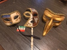 Hand-Painted Venetian Masks Set of 3 Made In Italy