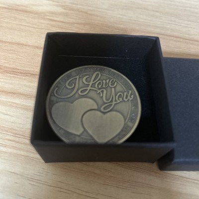Beautiful I Love You Lucky Coin Ornamental Bronze Coin In Box Gift